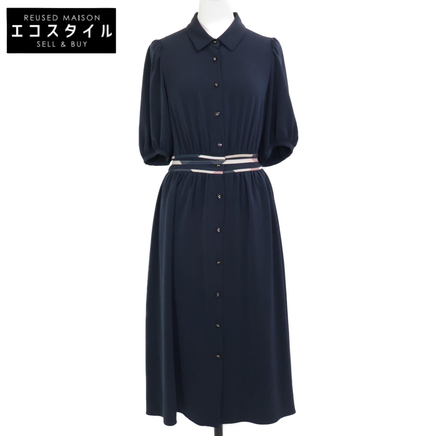 BLUE LABEL CRESTBRIDGE ブルーレーベルクレストブリッジ ﾈｲﾋﾞｰ ｴｱﾘｰﾊﾟｳﾀﾞｰﾂｲﾙﾄﾞﾚｽ ワンピース 36