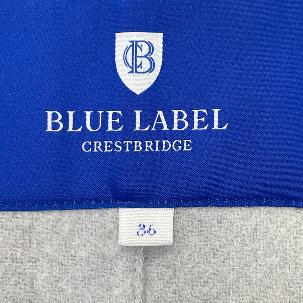BLUE LABEL CRESTBRIDGE ブルーレーベルクレストブリッジ 24年製 ｸﾞﾚｰ ｸﾚｽﾄﾌﾞﾘｯｼﾞﾁｪｯｸﾄｰﾅﾙ ﾘﾊﾞｰｼﾌﾞﾂﾀﾞﾌﾞﾙﾌｪｲｽｼｮｰﾄｺｰﾄ コート 36
