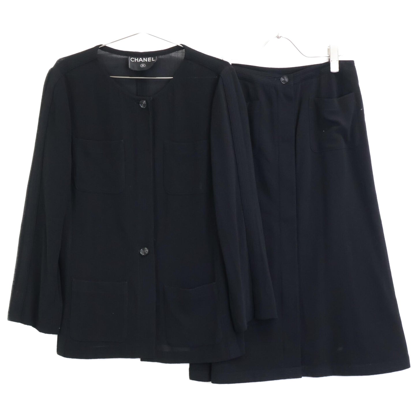 CHANEL シャネル 99P P12784V07189 ココマーク釦 比翼ジャケット/ボタンダウンスカート スーツ セットアップ 40