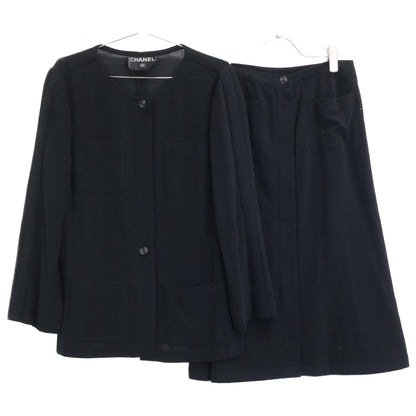 CHANEL シャネル 99P P12784V07189 ココマーク釦 比翼ジャケット/ボタンダウンスカート スーツ セットアップ 40