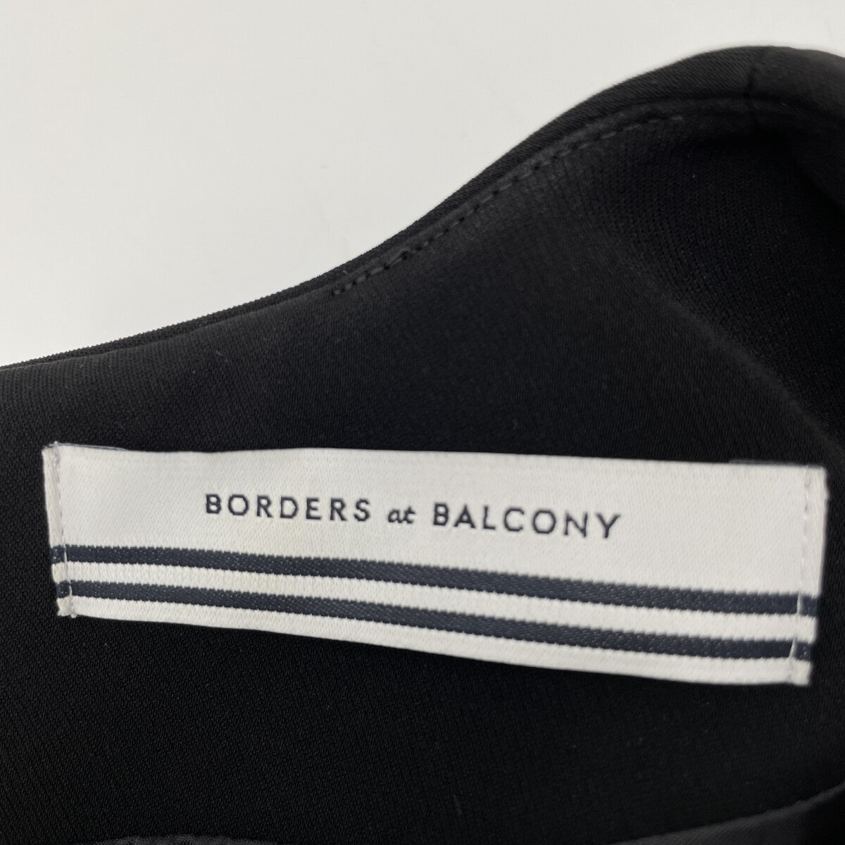 BORDERS at BALCONY ボーダーズアットバルコニー BD2221-3E-06 ﾌﾞﾗｯｸ BORDER CUFF TWILL ﾘﾀｯﾁﾌﾞﾙｽﾘｰﾌﾞﾜﾝﾋﾟｰｽ ワンピース 34