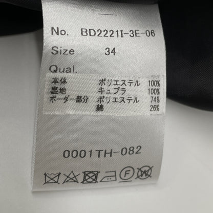 BORDERS at BALCONY ボーダーズアットバルコニー BD2221-3E-06 ﾌﾞﾗｯｸ BORDER CUFF TWILL ﾘﾀｯﾁﾌﾞﾙｽﾘｰﾌﾞﾜﾝﾋﾟｰｽ ワンピース 34