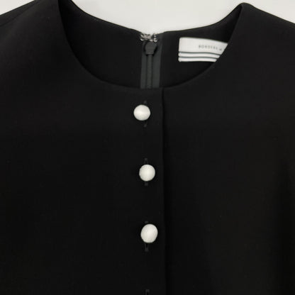 BORDERS at BALCONY ボーダーズアットバルコニー BD2221-3E-06 ﾌﾞﾗｯｸ BORDER CUFF TWILL ﾘﾀｯﾁﾌﾞﾙｽﾘｰﾌﾞﾜﾝﾋﾟｰｽ ワンピース 34