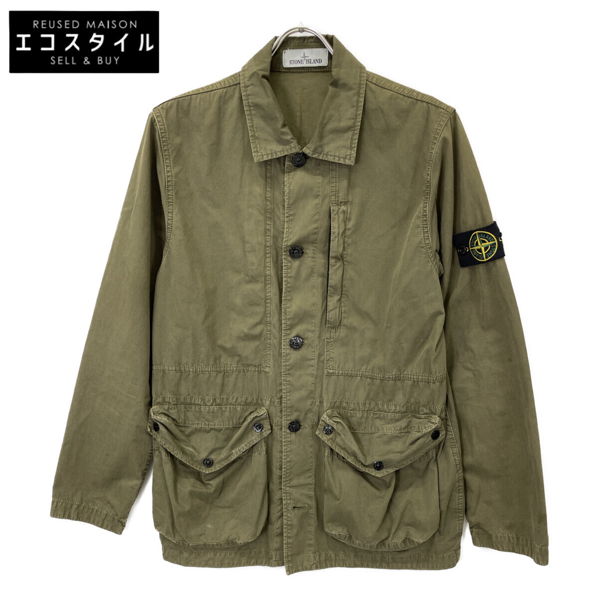 STONE ISLAND ストーンアイランド 21SS 7415439WN ｶｰｷ ｶﾞｰﾒﾝﾄﾀﾞｲ OLD加工 ｺﾝﾊﾟｽﾊﾟｯﾁ ﾌﾗｲﾄｼﾞｬｹｯﾄ ジャケット M