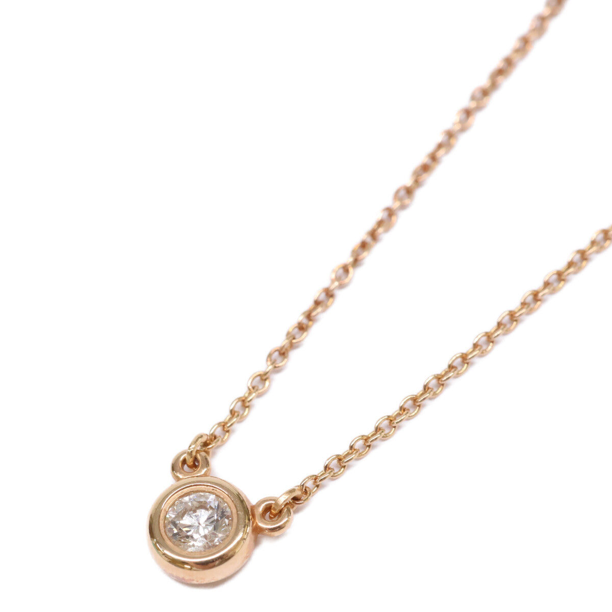 TIFFANY&Co. ティファニー 美品 750RG バイザヤード 0.15ct 1Pダイヤモンド ネックレス