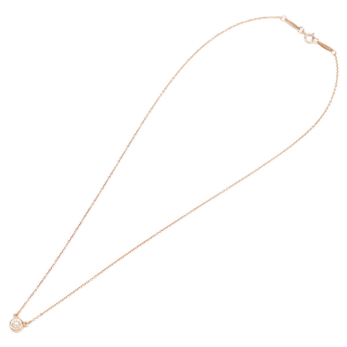 TIFFANY&Co. ティファニー 美品 750RG バイザヤード 0.15ct 1Pダイヤモンド ネックレス