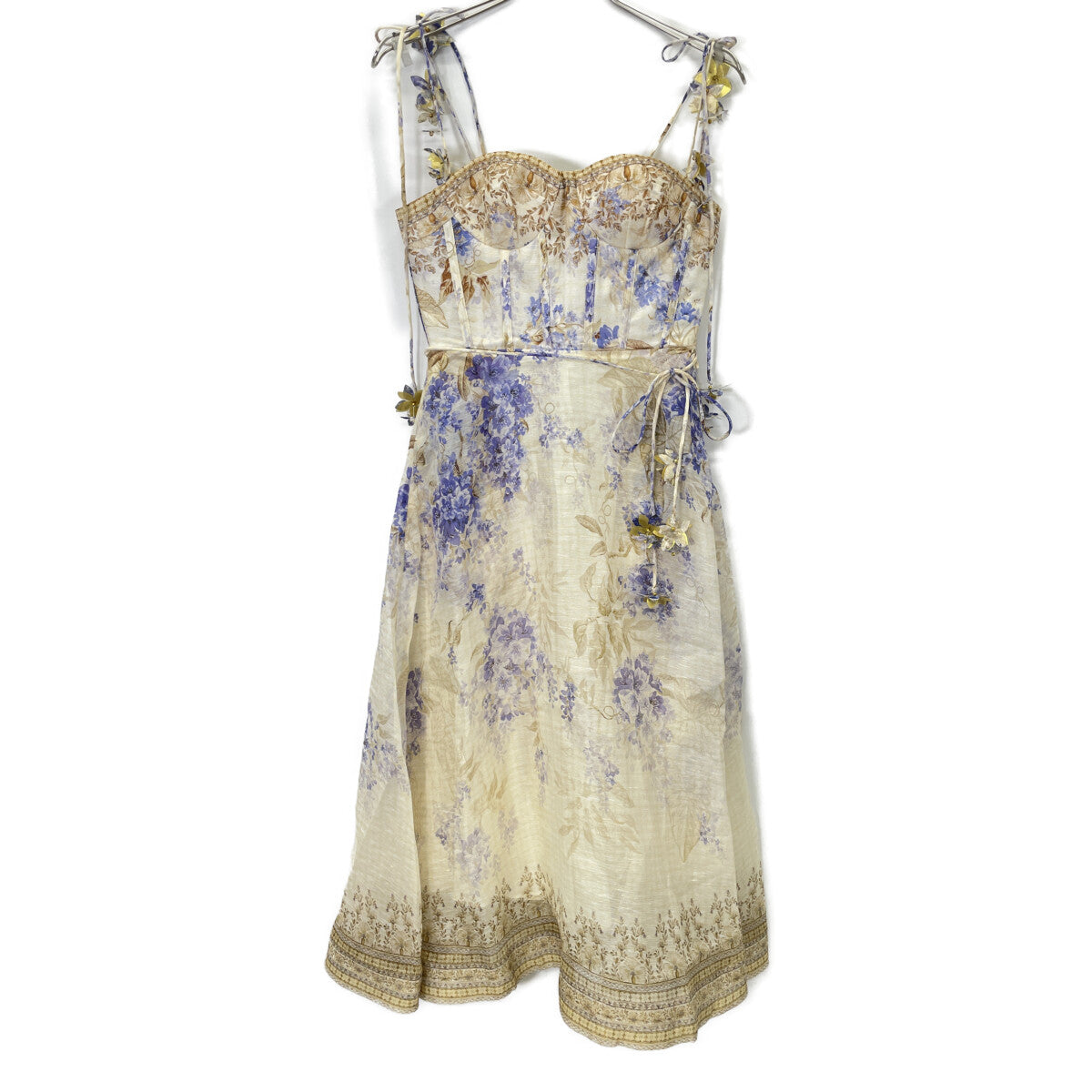 ZIMMERMANN ジマーマン ｲｴﾛｰ×ﾌﾞﾙｰ 総柄 dawning picnic dress ワンピース O