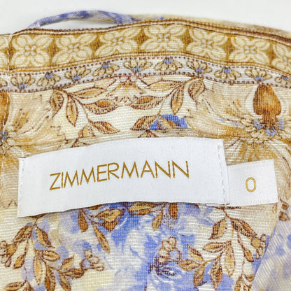 ZIMMERMANN ジマーマン ｲｴﾛｰ×ﾌﾞﾙｰ 総柄 dawning picnic dress ワンピース O