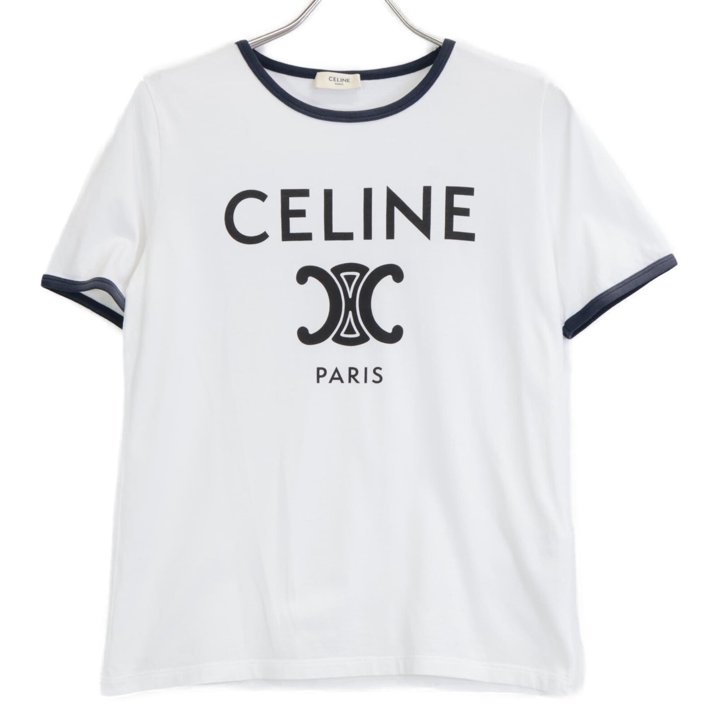 CELINE セリーヌ 2X872671Q ﾎﾜｲﾄ ﾄﾘｵﾝﾌ ｺｯﾄﾝｼﾞｬｰｼﾞｰ Tｼｬﾂ トップス S