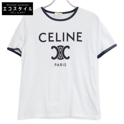 CELINE セリーヌ 2X872671Q ﾎﾜｲﾄ ﾄﾘｵﾝﾌ ｺｯﾄﾝｼﾞｬｰｼﾞｰ Tｼｬﾂ トップス S