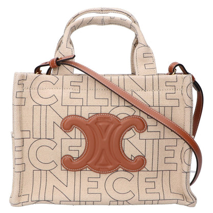 CELINE セリーヌ トリオンフ キャンバスxカーフ ロゴ総柄 スモール カバ タイス 2WAYトートバッグ ショルダーバッグ