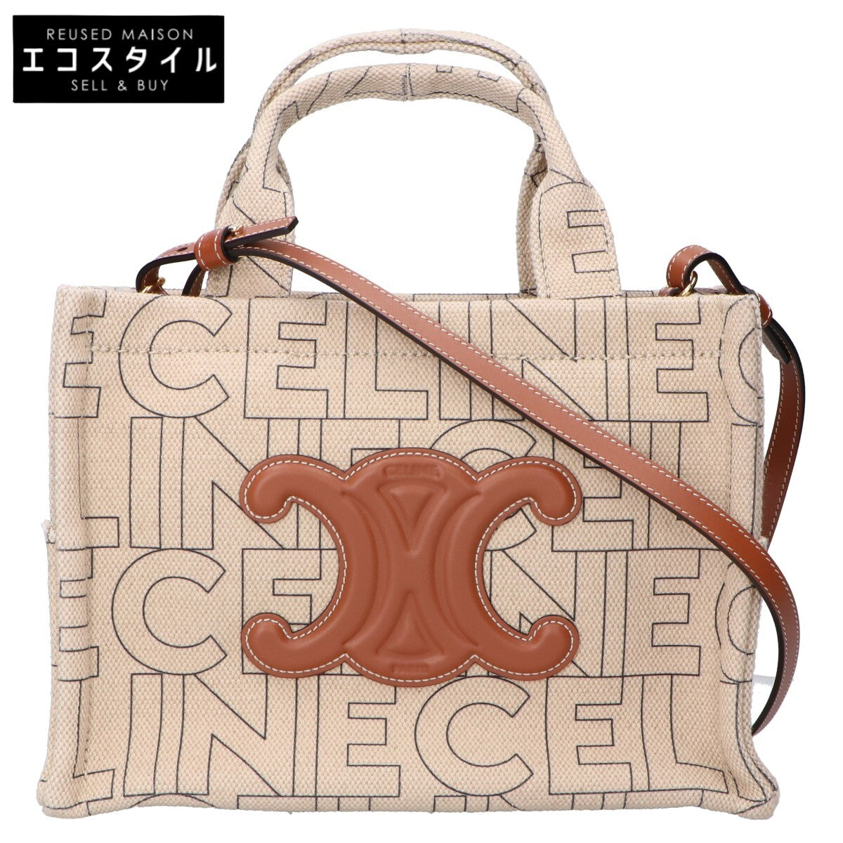 CELINE セリーヌ トリオンフ キャンバスxカーフ ロゴ総柄 スモール カバ タイス 2WAYトートバッグ ショルダーバッグ