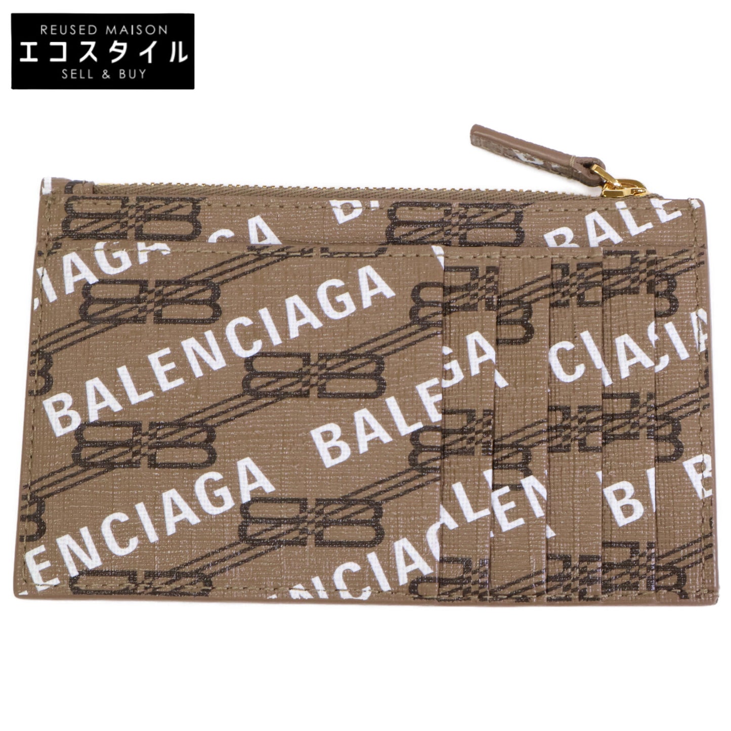 BALENCIAGA バレンシアガ 【美品】640535 BBモノグラム コーティングキャンバス フラグメントケース カード/ コインケース