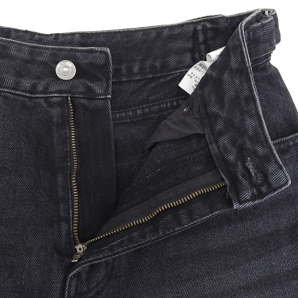 COACH コーチ 美品 コットン ロゴ刺繍 ウォッシュド レイヤードデニムパンツ ボトムス レディース ブラック S CBS06 ボトムス S