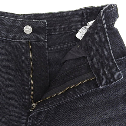 COACH コーチ 美品 コットン ロゴ刺繍 ウォッシュド レイヤードデニムパンツ ボトムス レディース ブラック S CBS06 ボトムス S