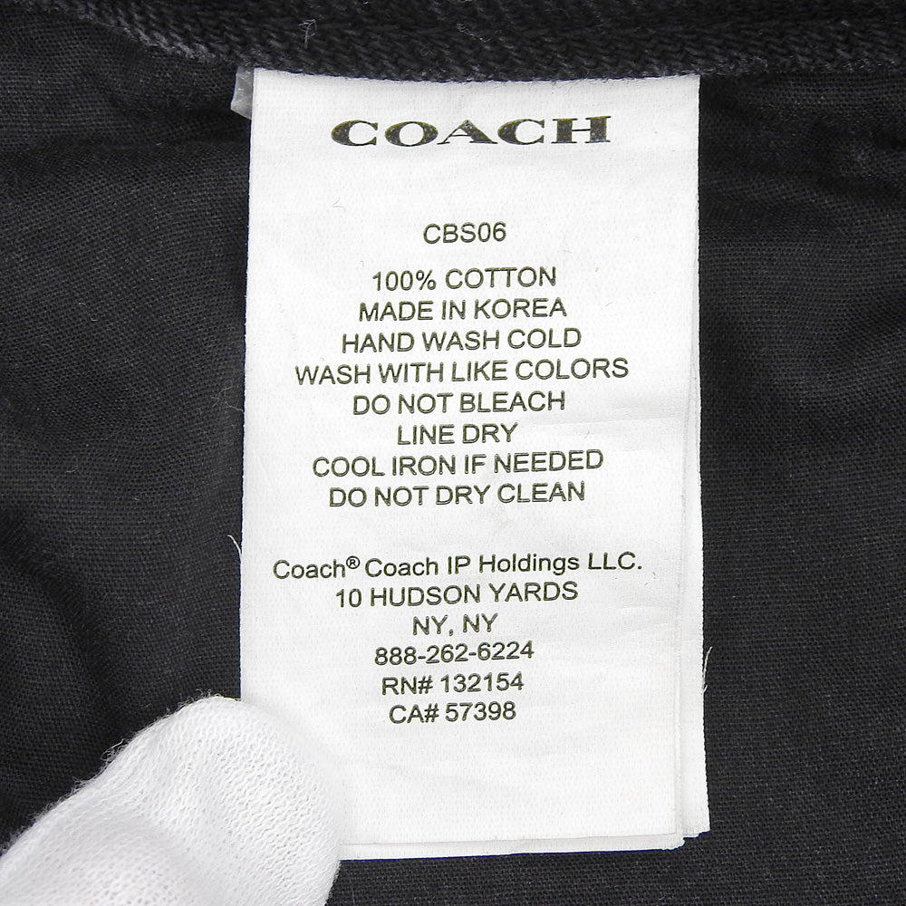 COACH コーチ 美品 コットン ロゴ刺繍 ウォッシュド レイヤードデニムパンツ ボトムス レディース ブラック S CBS06 ボトムス S