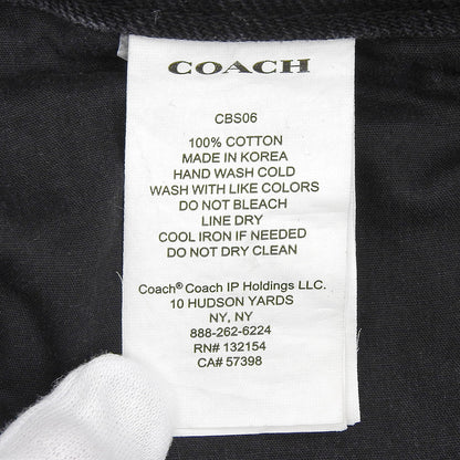 COACH コーチ 美品 コットン ロゴ刺繍 ウォッシュド レイヤードデニムパンツ ボトムス レディース ブラック S CBS06 ボトムス S