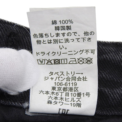 COACH コーチ 美品 コットン ロゴ刺繍 ウォッシュド レイヤードデニムパンツ ボトムス レディース ブラック S CBS06 ボトムス S