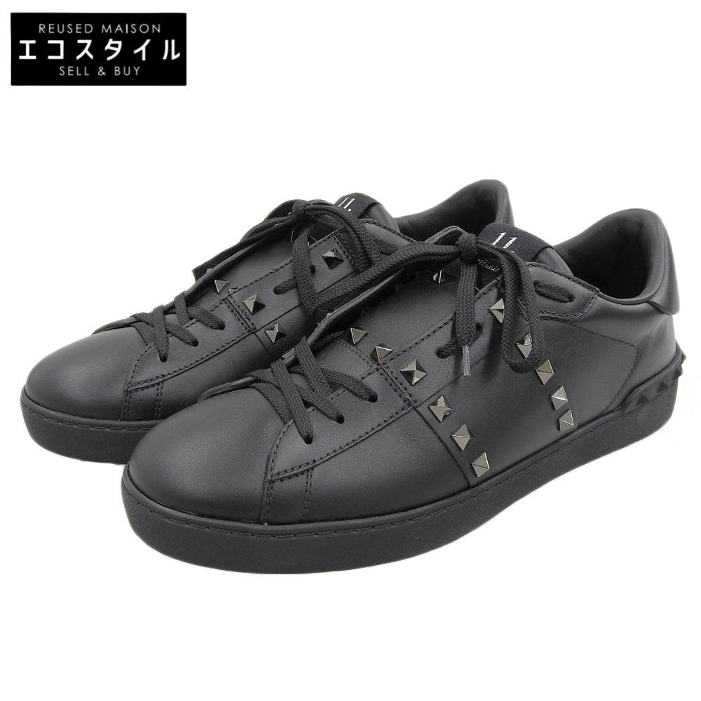 Valentino Garavani ヴァレンティノガラヴァーニ 美品 カーフレザー ロックスタッズ ラバーソールレースアップスニーカー 27cm 2Y2S0931BXE シューズ 42