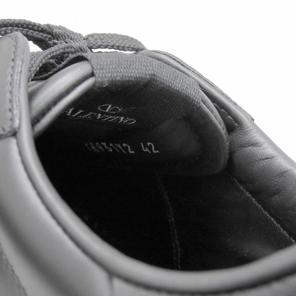 Valentino Garavani ヴァレンティノガラヴァーニ 美品 カーフレザー ロックスタッズ ラバーソールレースアップスニーカー 27cm 2Y2S0931BXE シューズ 42