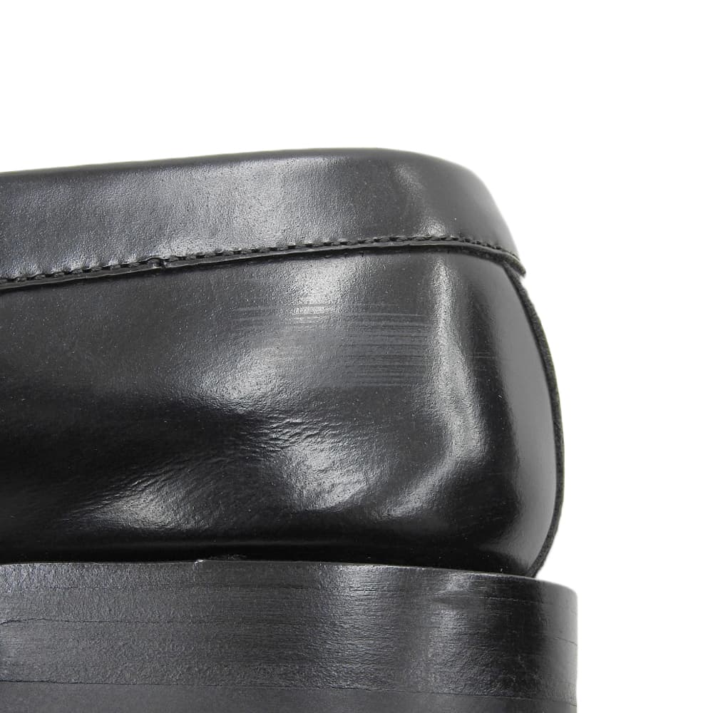 CELINE セリーヌ 美品 LUCO/ルコ ポリッシュドブルスキン トリオンフメタルピース フラットローファー ブラック×ゴールド 335813602C シューズ 38.5