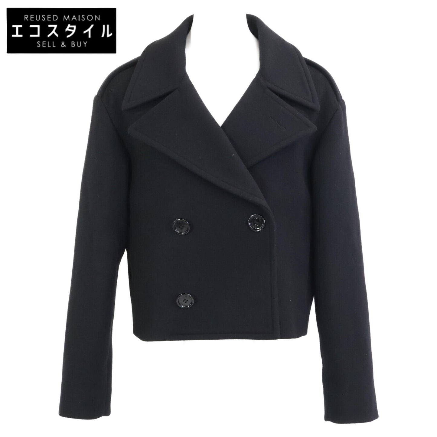 CELINE セリーヌ 国内正規 エディ期 2M7256700 カシミヤ ダブルブレスト クロップドショート コート 38