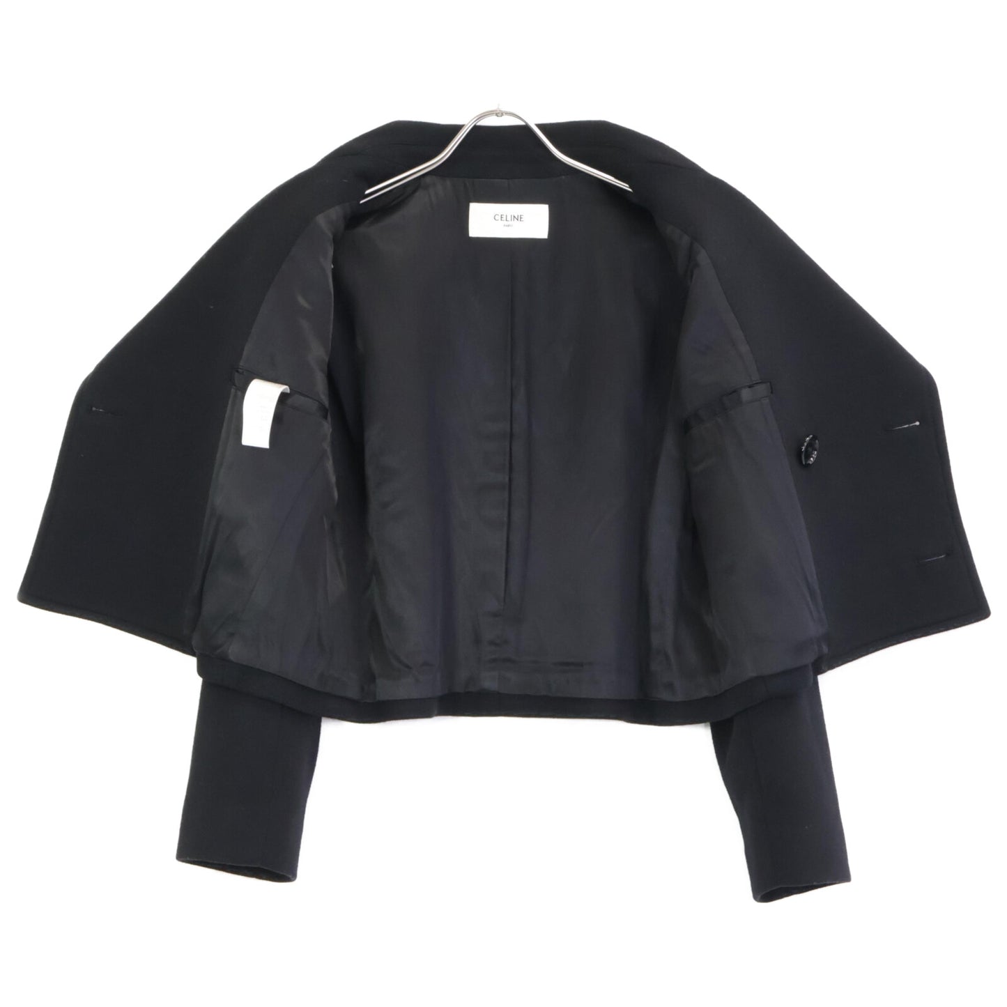 CELINE セリーヌ 国内正規 エディ期 2M7256700 カシミヤ ダブルブレスト クロップドショート コート 38