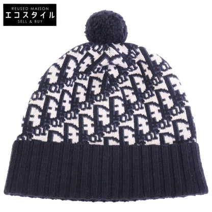 DIOR ディオール 【美品】25DOB701I099 オブリーク総柄 カシミヤ ポンポン ニット帽 帽子