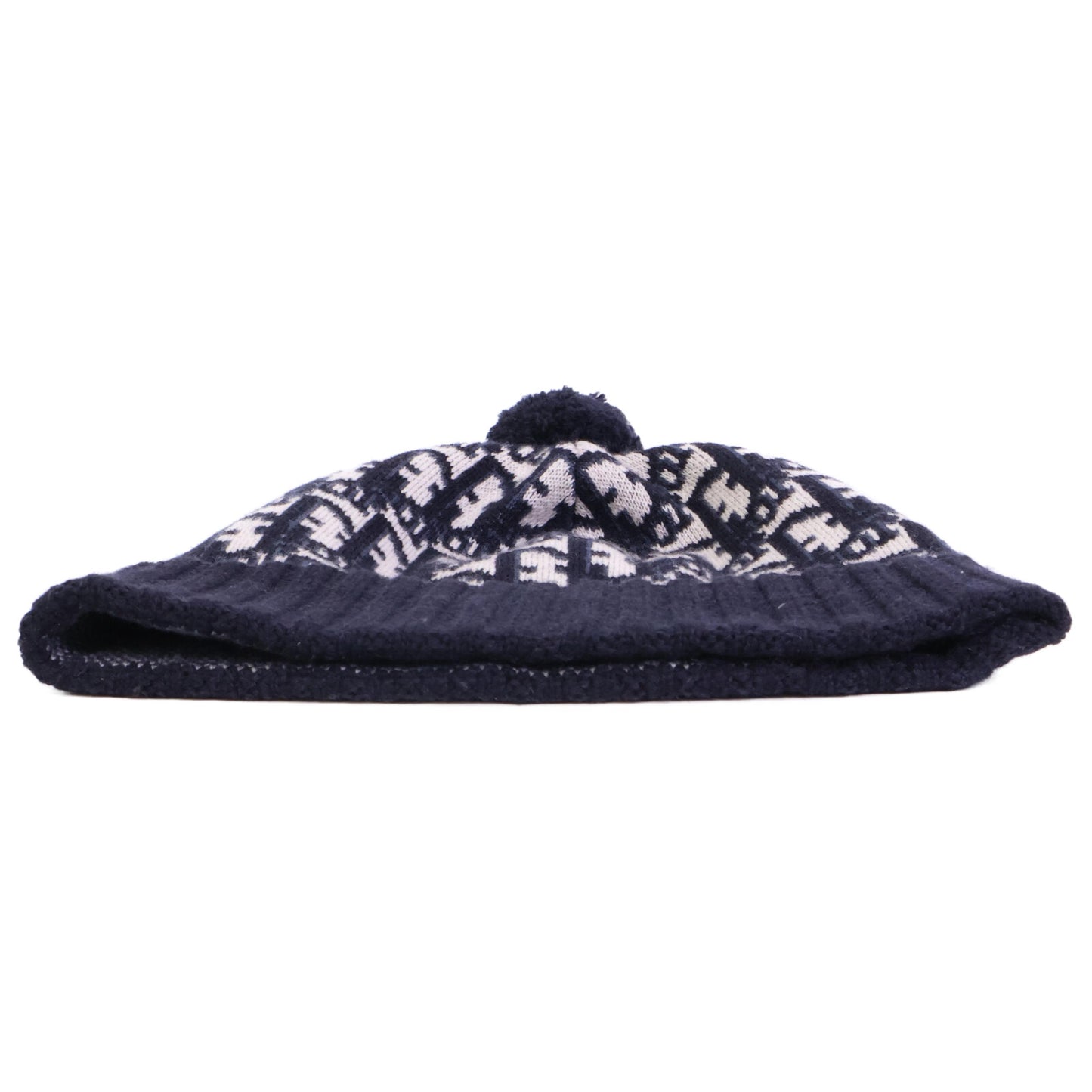 DIOR ディオール 【美品】25DOB701I099 オブリーク総柄 カシミヤ ポンポン ニット帽 帽子