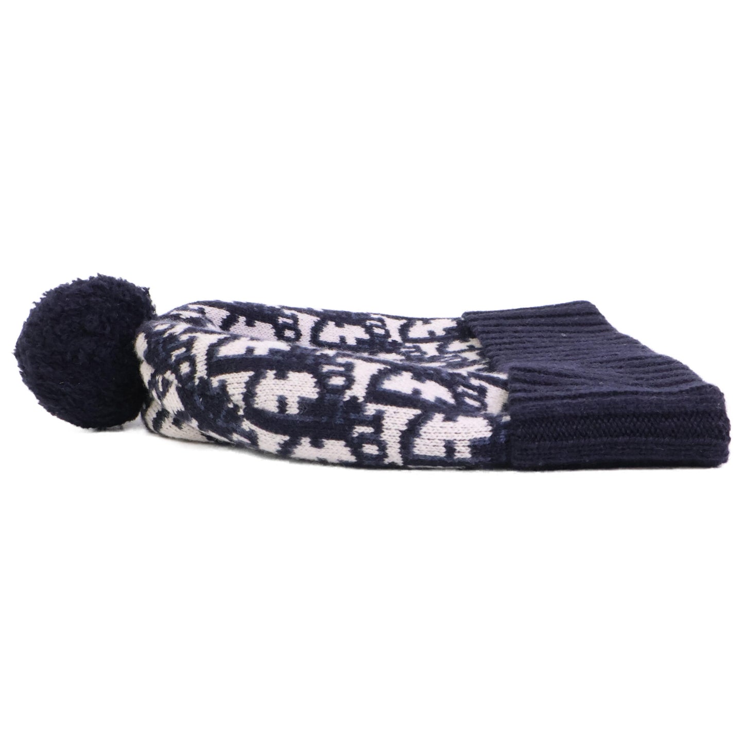 DIOR ディオール 【美品】25DOB701I099 オブリーク総柄 カシミヤ ポンポン ニット帽 帽子