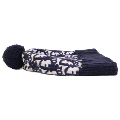 DIOR ディオール 【美品】25DOB701I099 オブリーク総柄 カシミヤ ポンポン ニット帽 帽子