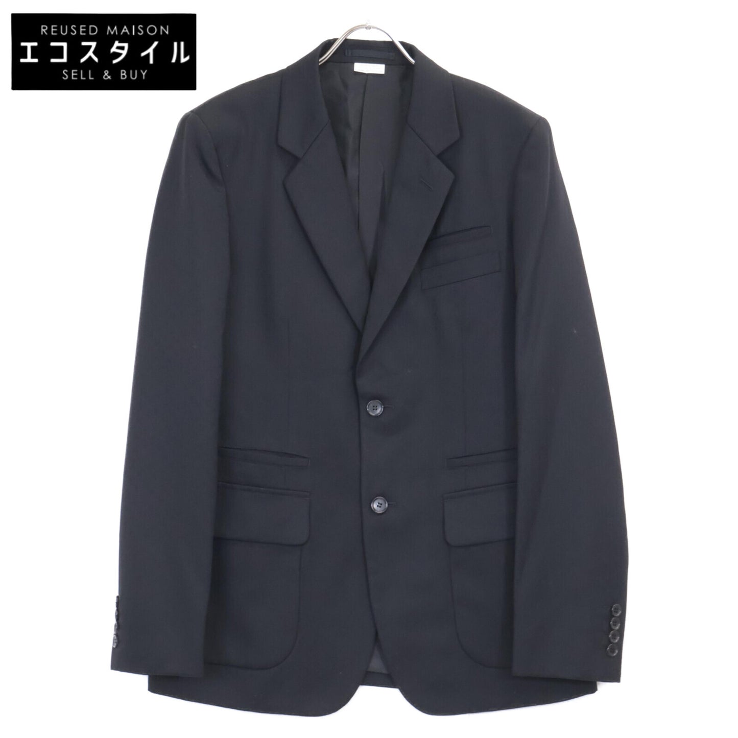 COMMEdesGARCONS HOMME DEUX コムデギャルソンオムドゥ DR-J026 ﾌﾞﾗｯｸ ｳｰﾙ100 ﾄﾞﾋﾞｰ織 ﾄﾞｯﾄ柄 ｻｲﾄﾞﾍﾞﾝﾂ 2Bﾃｰﾗｰﾄﾞｼﾞｬｹｯﾄ ジャケット M