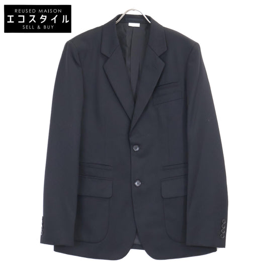 COMMEdesGARCONS HOMME DEUX コムデギャルソンオムドゥ DR-J026 ﾌﾞﾗｯｸ ｳｰﾙ100 ﾄﾞﾋﾞｰ織 ﾄﾞｯﾄ柄 ｻｲﾄﾞﾍﾞﾝﾂ 2Bﾃｰﾗｰﾄﾞｼﾞｬｹｯﾄ ジャケット M
