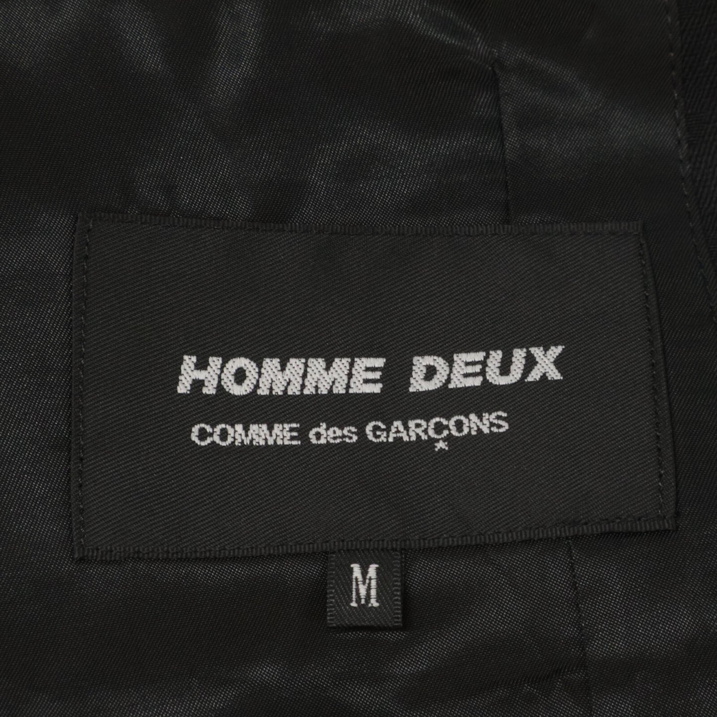 COMMEdesGARCONS HOMME DEUX コムデギャルソンオムドゥ DR-J026 ﾌﾞﾗｯｸ ｳｰﾙ100 ﾄﾞﾋﾞｰ織 ﾄﾞｯﾄ柄 ｻｲﾄﾞﾍﾞﾝﾂ 2Bﾃｰﾗｰﾄﾞｼﾞｬｹｯﾄ ジャケット M