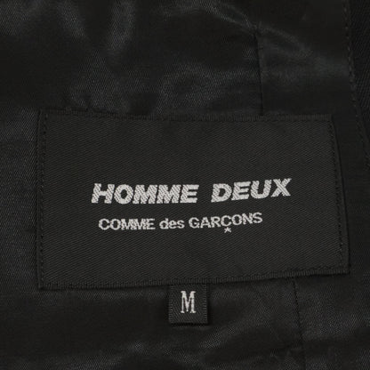 COMMEdesGARCONS HOMME DEUX コムデギャルソンオムドゥ DR-J026 ﾌﾞﾗｯｸ ｳｰﾙ100 ﾄﾞﾋﾞｰ織 ﾄﾞｯﾄ柄 ｻｲﾄﾞﾍﾞﾝﾂ 2Bﾃｰﾗｰﾄﾞｼﾞｬｹｯﾄ ジャケット M