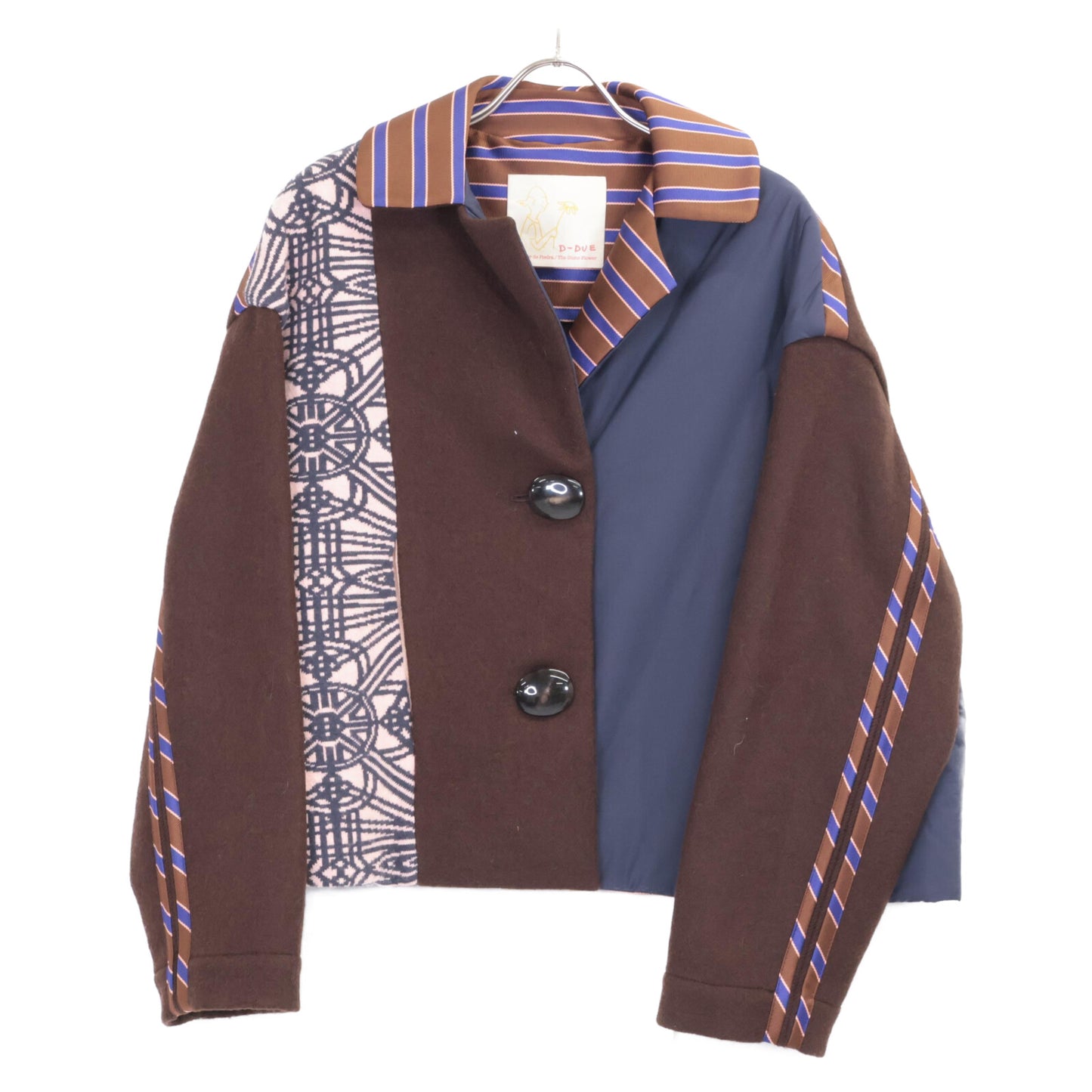 D-due デ ドゥエ ﾌﾞﾗｳﾝ ｳｰﾙ100 切り返し 2Bｼﾞｬｹｯﾄ ジャケット 38