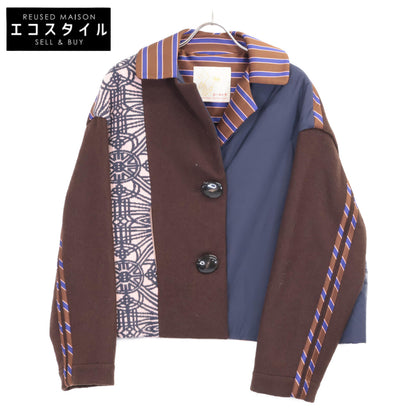 D-due デ ドゥエ ﾌﾞﾗｳﾝ ｳｰﾙ100 切り返し 2Bｼﾞｬｹｯﾄ ジャケット 38