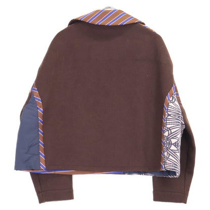 D-due デ ドゥエ ﾌﾞﾗｳﾝ ｳｰﾙ100 切り返し 2Bｼﾞｬｹｯﾄ ジャケット 38