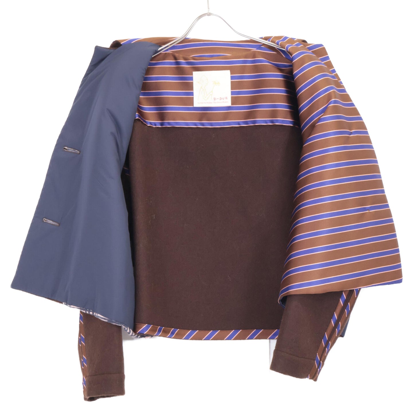 D-due デ ドゥエ ﾌﾞﾗｳﾝ ｳｰﾙ100 切り返し 2Bｼﾞｬｹｯﾄ ジャケット 38