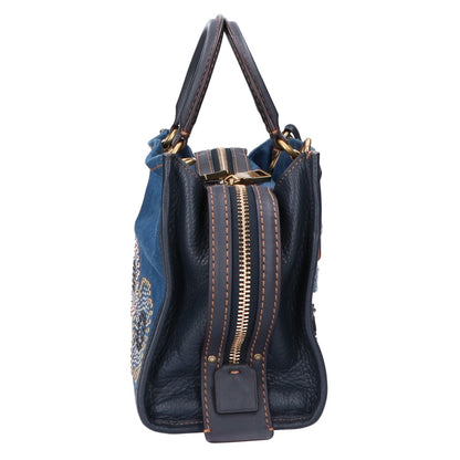 COACH コーチ 【美品/日本限定】M1780-28885 ローグ25 ウィズ ティーローズ デニム リベット 2WAY ハンドバッグ