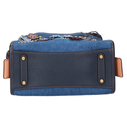 COACH コーチ 【美品/日本限定】M1780-28885 ローグ25 ウィズ ティーローズ デニム リベット 2WAY ハンドバッグ