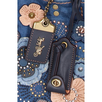 COACH コーチ 【美品/日本限定】M1780-28885 ローグ25 ウィズ ティーローズ デニム リベット 2WAY ハンドバッグ