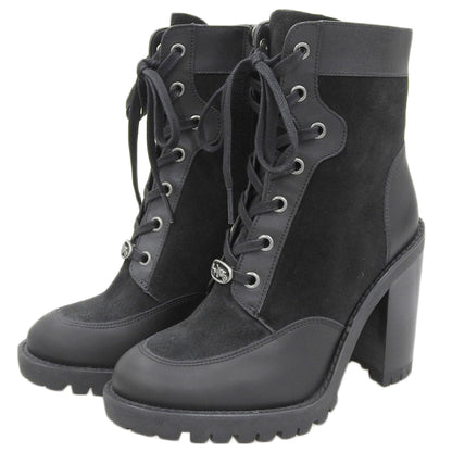 COACH コーチ 美品 スエード切り替え レースアップブーツ シューズ レディース 黒 ブラック 23.5cm G4235 シューズ 6.5B(US)