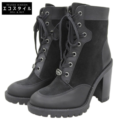 COACH コーチ 美品 スエード切り替え レースアップブーツ シューズ レディース 黒 ブラック 23.5cm G4235 シューズ 6.5B(US)