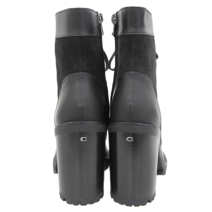 COACH コーチ 美品 スエード切り替え レースアップブーツ シューズ レディース 黒 ブラック 23.5cm G4235 シューズ 6.5B(US)