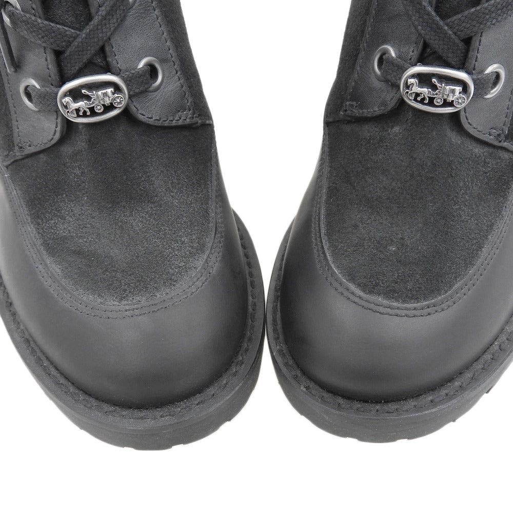 COACH コーチ 美品 スエード切り替え レースアップブーツ シューズ レディース 黒 ブラック 23.5cm G4235 シューズ 6.5B(US)