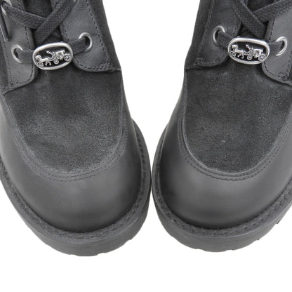 COACH コーチ 美品 スエード切り替え レースアップブーツ シューズ レディース 黒 ブラック 23.5cm G4235 シューズ 6.5B(US)