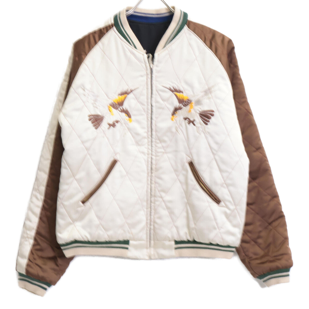 TAILOR TOYO テーラ―東洋 M18484 ﾌﾞﾗｯｸ×ﾎﾜｲﾄ 虎･舞妓･牡丹･富士 ﾘﾊﾞｰｼﾌﾞﾙｽｶｼﾞｬﾝ ジャケット L