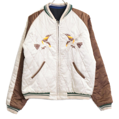 TAILOR TOYO テーラ―東洋 M18484 ﾌﾞﾗｯｸ×ﾎﾜｲﾄ 虎･舞妓･牡丹･富士 ﾘﾊﾞｰｼﾌﾞﾙｽｶｼﾞｬﾝ ジャケット L