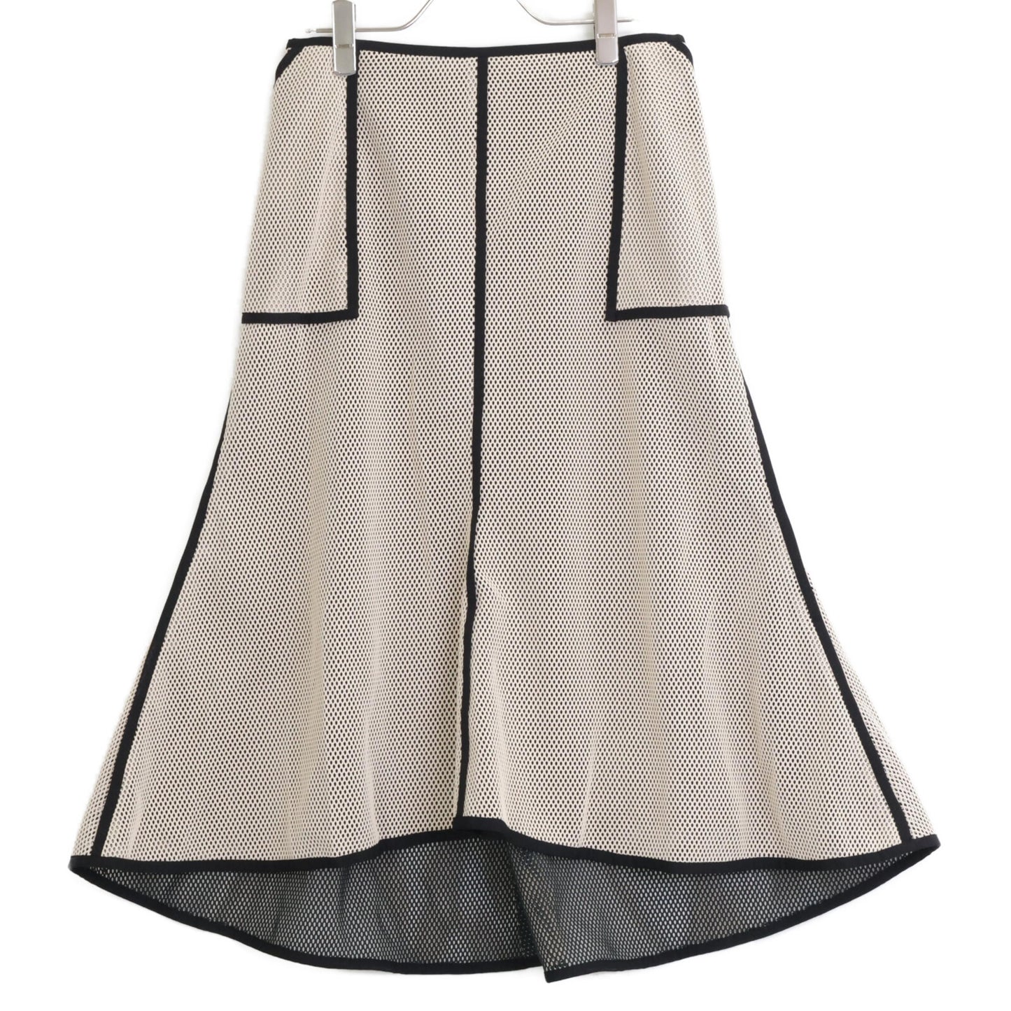 ADORE アドーア 531-2120303 ﾍﾞｰｼﾞｭ 2TONEﾒｯｼｭﾏｰﾒｲﾄﾞｽｶｰﾄ スカート 38